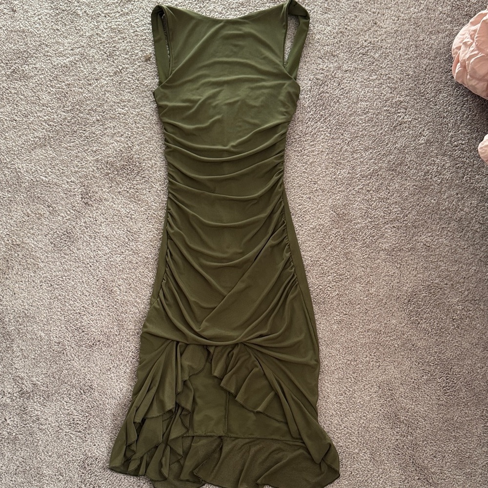 SHEIN Olive Green High Low Dress